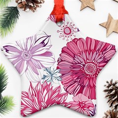 Violet Floral Pattern Star Ornament (two Sides) by Cemarart