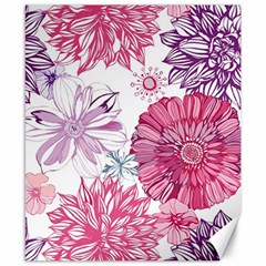 Violet Floral Pattern Canvas 8  X 10  by Cemarart