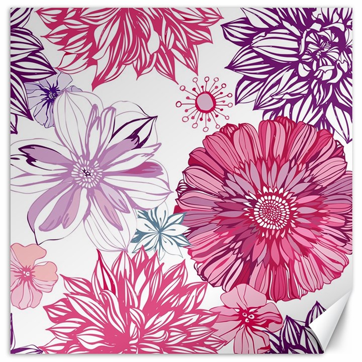 Violet Floral Pattern Canvas 12  x 12 