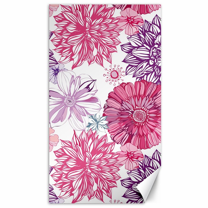 Violet Floral Pattern Canvas 40  x 72 