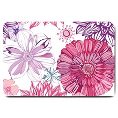 Violet Floral Pattern Large Doormat by Cemarart