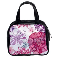 Violet Floral Pattern Classic Handbag (two Sides) by Cemarart