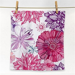 Violet Floral Pattern Face Towel by Cemarart