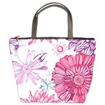 Violet Floral Pattern Bucket Bag Front