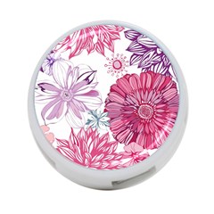 Violet Floral Pattern 4-port Usb Hub (one Side) by Cemarart