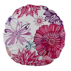 Violet Floral Pattern Large 18  Premium Round Cushions by Cemarart