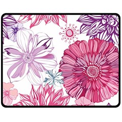 Violet Floral Pattern Two Sides Fleece Blanket (medium) by Cemarart