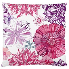 Violet Floral Pattern Large Premium Plush Fleece Cushion Case (one Side) by Cemarart