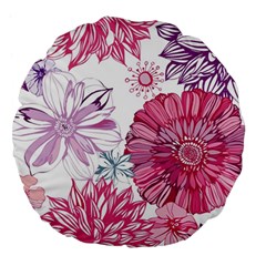 Violet Floral Pattern Large 18  Premium Flano Round Cushions