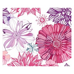 Violet Floral Pattern Two Sides Premium Plush Fleece Blanket (small) by Cemarart