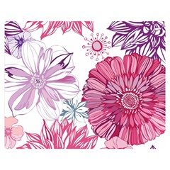 Violet Floral Pattern Two Sides Premium Plush Fleece Blanket (medium) by Cemarart