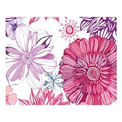 Violet Floral Pattern Two Sides Premium Plush Fleece Blanket (large) by Cemarart