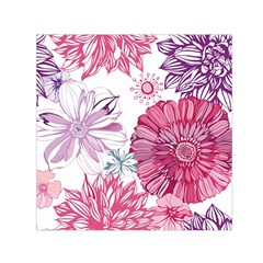 Violet Floral Pattern Square Satin Scarf (30  X 30 ) by Cemarart