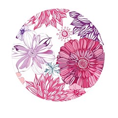 Violet Floral Pattern Mini Round Pill Box by Cemarart