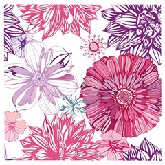 Violet Floral Pattern Wooden Puzzle Square by Cemarart