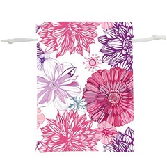 Violet Floral Pattern Lightweight Drawstring Pouch (xl) by Cemarart