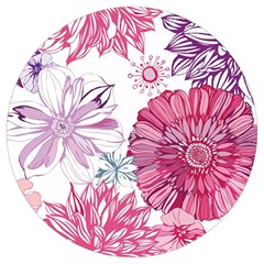 Violet Floral Pattern Round Trivet by Cemarart