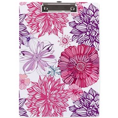 Violet Floral Pattern A4 Acrylic Clipboard by Cemarart