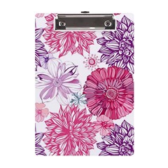 Violet Floral Pattern A5 Acrylic Clipboard by Cemarart