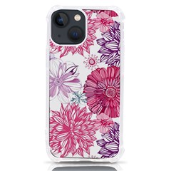 Violet Floral Pattern Iphone 13 Mini Tpu Uv Print Case by Cemarart