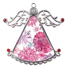 Violet Floral Pattern Metal Angel With Crystal Ornament by Cemarart