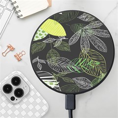 Leaves Floral Pattern Nature Wireless Fast Charger(black) by Cemarart