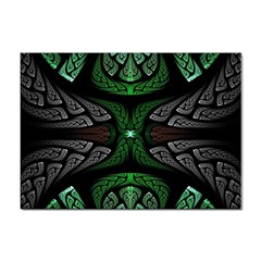 Fractal Green Black 3d Art Floral Pattern Sticker A4 (100 Pack) by Cemarart