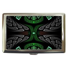 Fractal Green Black 3d Art Floral Pattern Cigarette Money Case by Cemarart