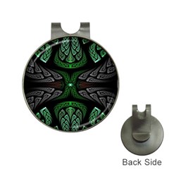 Fractal Green Black 3d Art Floral Pattern Hat Clips With Golf Markers by Cemarart