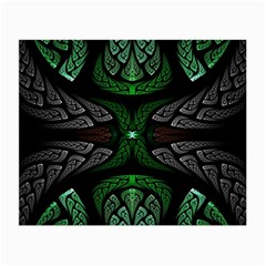 Fractal Green Black 3d Art Floral Pattern Small Glasses Cloth