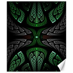 Fractal Green Black 3d Art Floral Pattern Canvas 8  X 10  by Cemarart