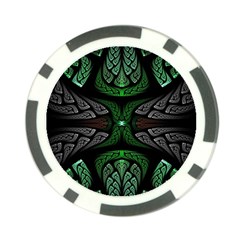 Fractal Green Black 3d Art Floral Pattern Poker Chip Card Guard