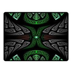 Fractal Green Black 3d Art Floral Pattern Fleece Blanket (small) by Cemarart