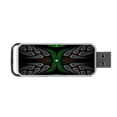 Fractal Green Black 3d Art Floral Pattern Portable Usb Flash (one Side) by Cemarart