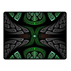 Fractal Green Black 3d Art Floral Pattern Two Sides Fleece Blanket (small) by Cemarart