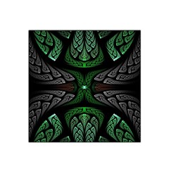 Fractal Green Black 3d Art Floral Pattern Satin Bandana Scarf 22  X 22  by Cemarart