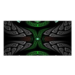 Fractal Green Black 3d Art Floral Pattern Satin Shawl 45  X 80  by Cemarart