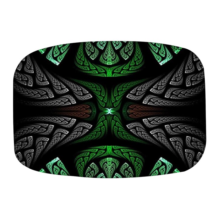 Fractal Green Black 3d Art Floral Pattern Mini Square Pill Box