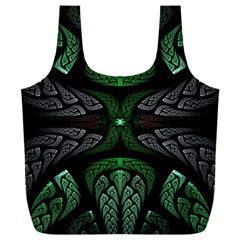 Fractal Green Black 3d Art Floral Pattern Full Print Recycle Bag (xxxl) by Cemarart