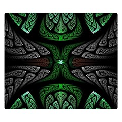 Fractal Green Black 3d Art Floral Pattern Premium Plush Fleece Blanket (small)