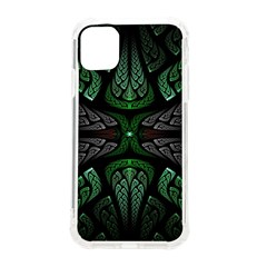 Fractal Green Black 3d Art Floral Pattern Iphone 11 Tpu Uv Print Case by Cemarart