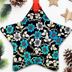 Blue Flower Floral Flora Naure Pattern Ornament (star)