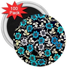 Blue Flower Floral Flora Naure Pattern 3  Magnets (100 Pack) by Cemarart