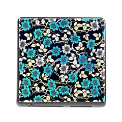 Blue Flower Floral Flora Naure Pattern Memory Card Reader (square 5 Slot) by Cemarart