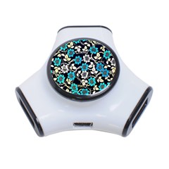 Blue Flower Floral Flora Naure Pattern 3-port Usb Hub by Cemarart