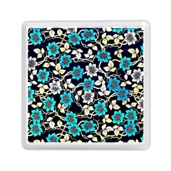 Blue Flower Floral Flora Naure Pattern Memory Card Reader (square) by Cemarart