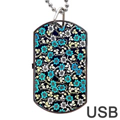 Blue Flower Floral Flora Naure Pattern Dog Tag Usb Flash (two Sides) by Cemarart