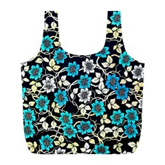 Blue Flower Floral Flora Naure Pattern Full Print Recycle Bag (l) by Cemarart