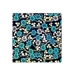 Blue Flower Floral Flora Naure Pattern Satin Bandana Scarf 22  X 22  by Cemarart