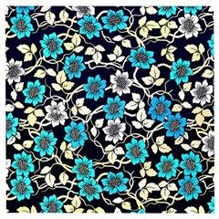 Blue Flower Floral Flora Naure Pattern Wooden Puzzle Square by Cemarart